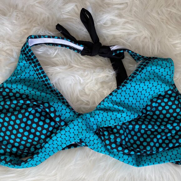 2X Turquoise and Black Bikini Top - Picture 2 of 6